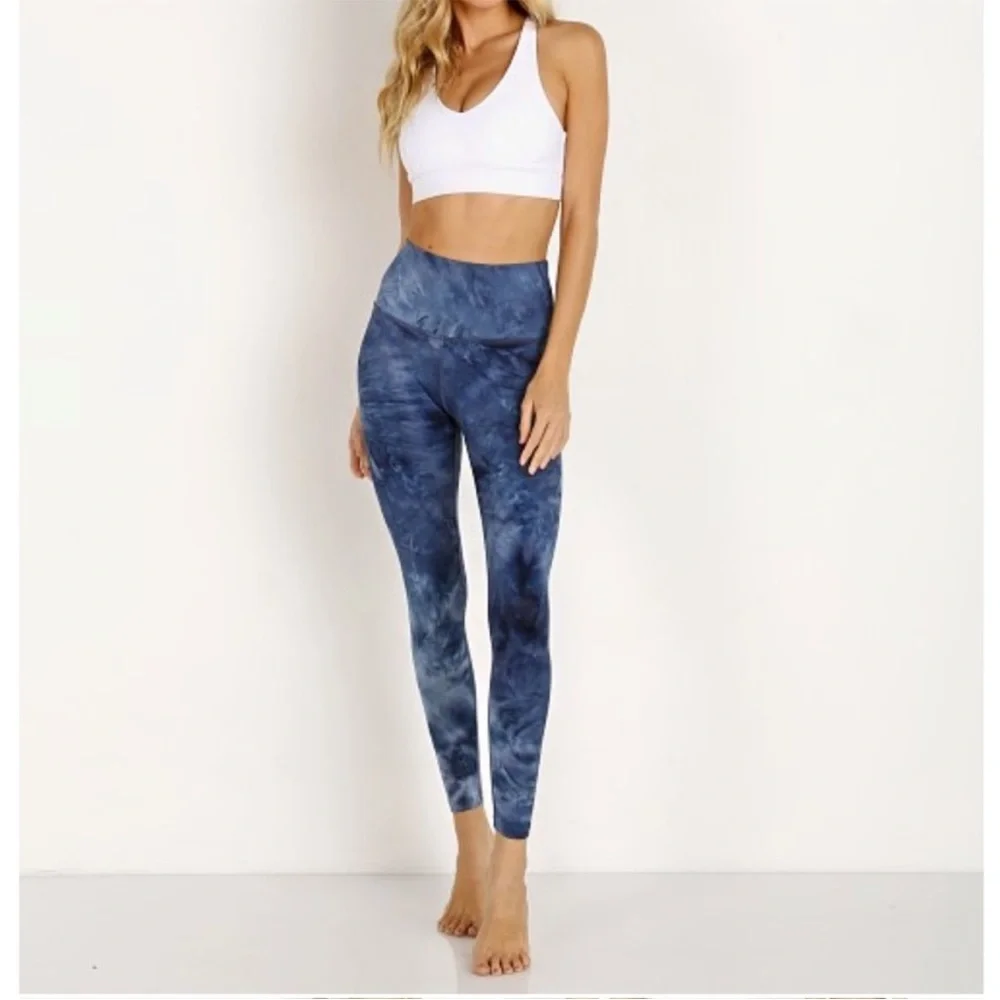 Beyond Yoga • smokeshow wave high waist long leggings blue sz L - Picture 2 of 8